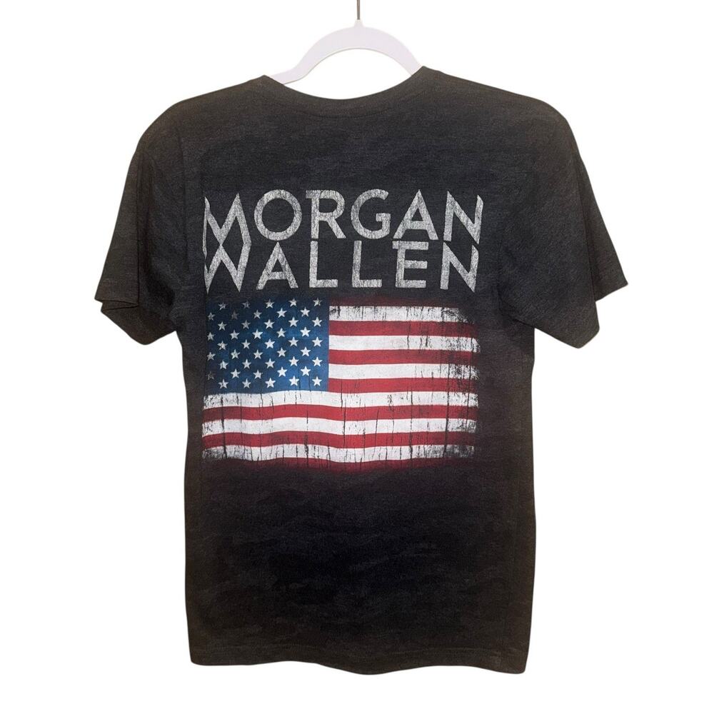 MORGAN WALLEN One Night At A Time 2024 Tour Gray Camo American Flag TShirt Small